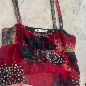 Zara Red Ruffled Tiered Camisole, great for the summer!